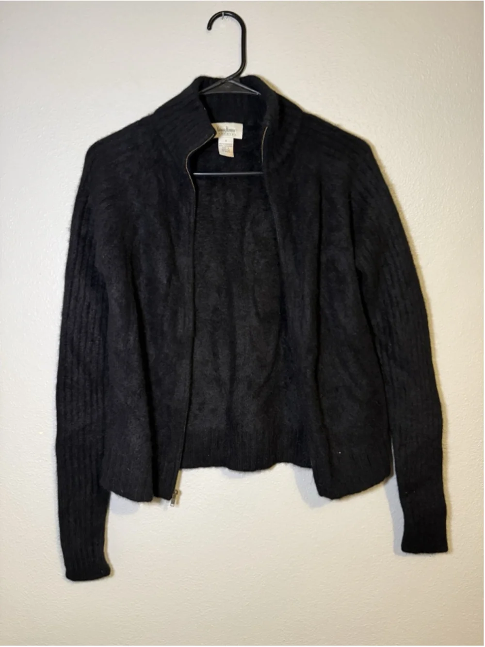 Vintage Neiman Marcus Black Cashmere Zip Cardigan Sweater Small